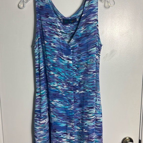 Jams World Vintage Blue Patterned Back Tie midi Dress Size Small - Picture 2 of 13